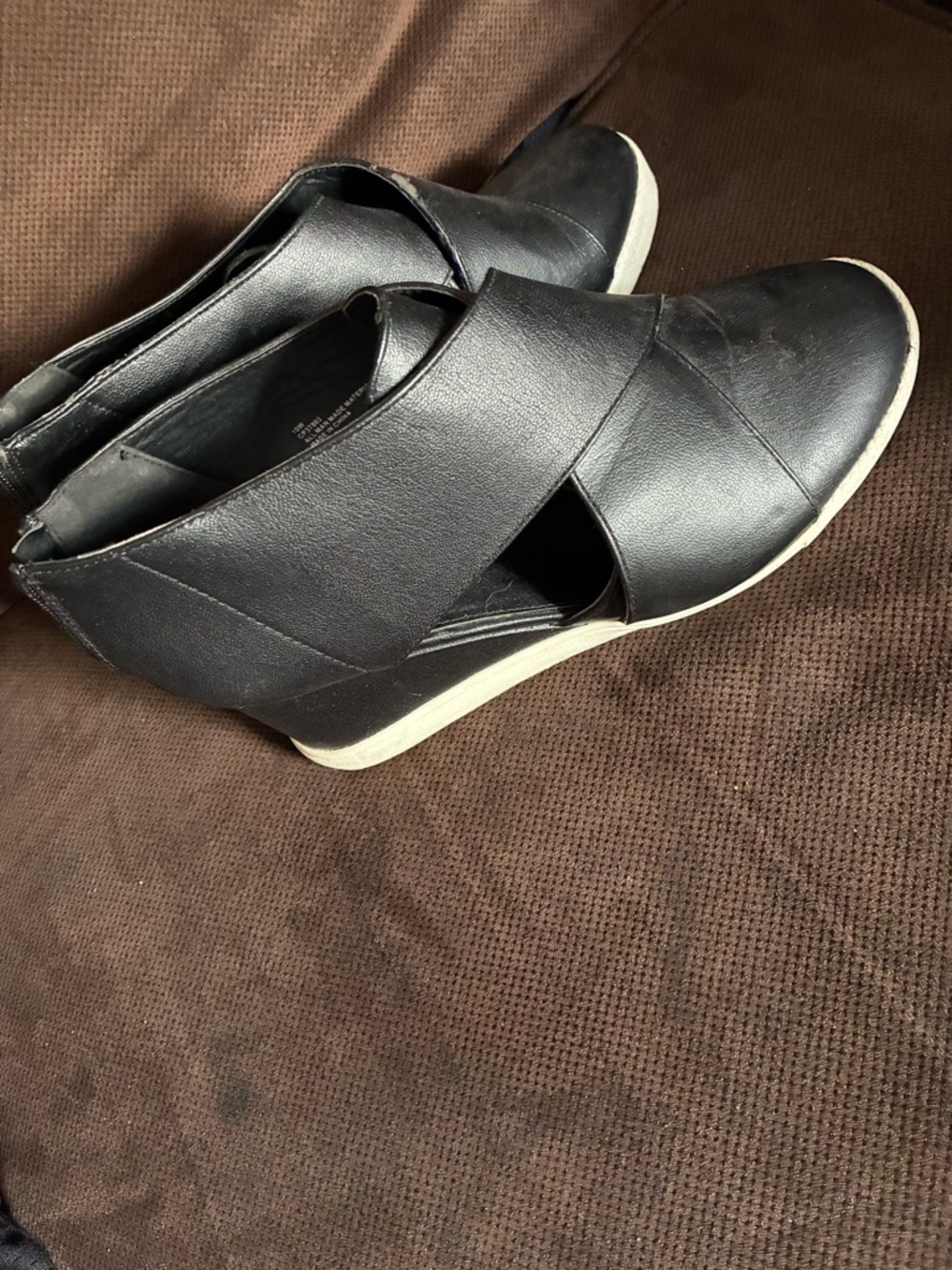 Ashley Stewart Black Slip-On Wedge Sneakers with White Sole